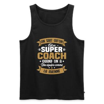 On sait qu'on est un super coach - Débardeur bio Premium Homme - noir - Devant - Michal (187cm)