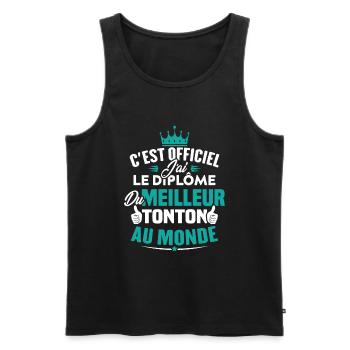 J'ai le diplôme du meilleur tonton au monde - Débardeur bio Premium Homme - noir - Devant - Michal (187cm)
