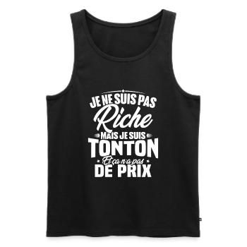 Je ne suis pas riche mais je suis tonton - Débardeur bio Premium Homme - noir - Devant - Michal (187cm)