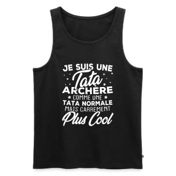 Je suis une tata archère - Débardeur bio Premium Homme - noir - Devant - AI Model Male 178 light (178cm)