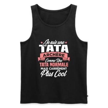 Je suis une tata archère - Débardeur bio Premium Homme - noir - Devant - AI Model Male 178 light (178cm)