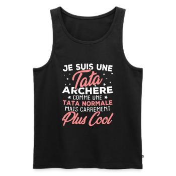 Je suis une tata archère - Débardeur bio Premium Homme - noir - Devant - AI Model Male 178 light (178cm)