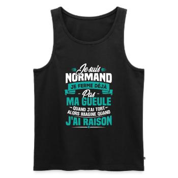 Humour cadeau Je suis Normand - Débardeur bio Premium Homme - noir - Devant - Michal (187cm)