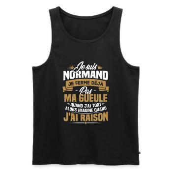 Humour cadeau Je suis Normand - Débardeur bio Premium Homme - noir - Devant - Michal (187cm)