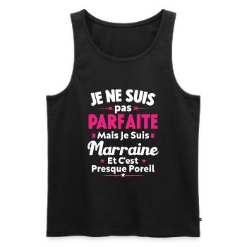 Pas parfaite mais je suis Marraine - Débardeur bio Premium Homme - noir - Devant - Michal (187cm)