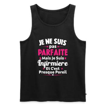 Pas parfaite mais je suis Infirmière - Débardeur bio Premium Homme - noir - Devant - Michal (187cm)