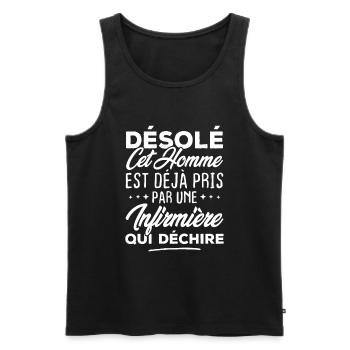 Cet homme est déjà pris par une infirmière - Débardeur bio Premium Homme - noir - Devant - Michal (187cm)