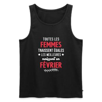 Les meilleures femmes naissent en Février - Débardeur bio Premium Homme - noir - Devant - AI Model Male 178 light (178cm)