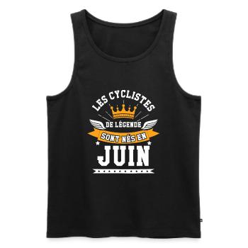 Les cyclistes de légende sont nés en Juin - Débardeur bio Premium Homme - noir - Devant - Michal (187cm)