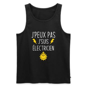 J'peux pas j'suis électricien - Débardeur bio Premium Homme - noir - Devant - Michal (187cm)