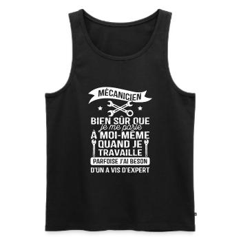 Mécanicien, bien sûr que je me parle à moi-même - Débardeur bio Premium Homme - noir - Devant - Michal (187cm)