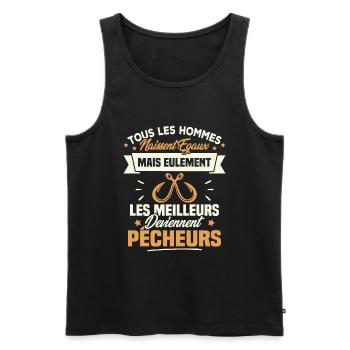 Les meilleurs hommes deviennent Pêcheurs - Débardeur bio Premium Homme - noir - Devant - Michal (187cm)