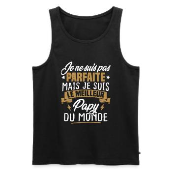 Pas parfaite mais le meilleur papy du monde - Débardeur bio Premium Homme - noir - Devant - AI Model Male 178 light (178cm)