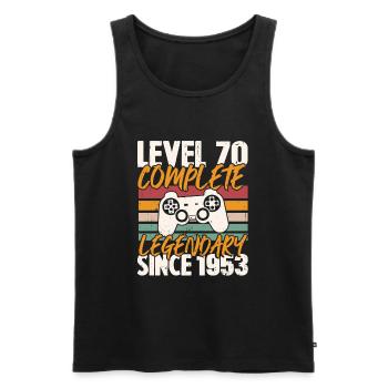 Birthday Gift, Level 70 Complete 1953 - Men's Premium Organic Tank Top - black - Front - AI Model Male 178 light (178cm)