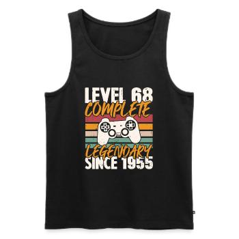 Birthday Present, Level 68 Complete 1955 - Men's Premium Organic Tank Top - black - Front - AI Model Male 178 light (178cm)