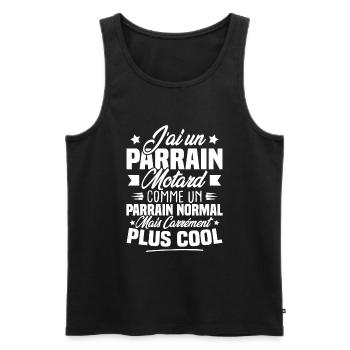 J'ai un parrain motard comme un parrain normal - Débardeur bio Premium Homme - noir - Devant - Michal (187cm)