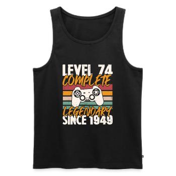 Birthday Present, Level 74 Complete 1949 - Men's Premium Organic Tank Top - black - Front - Michal (187cm)