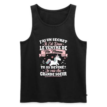 Humour cadeau je vais être grande soeur - Débardeur bio Premium Homme - noir - Devant - Michal (187cm)