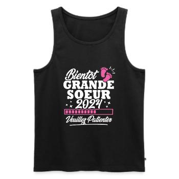 Bientôt grande soeur 2024 - Débardeur bio Premium Homme - noir - Devant - Michal (187cm)