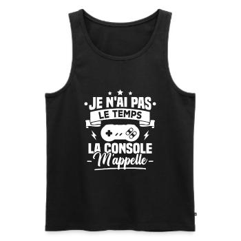La console m'appelle - cadeau humour geek - Débardeur bio Premium Homme - noir - Devant - Michal (187cm)