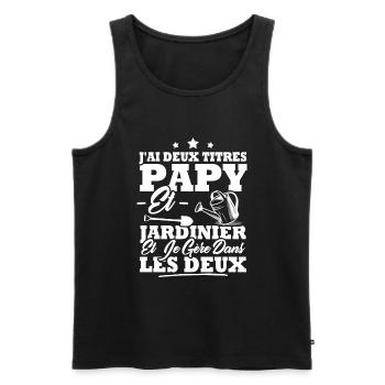 Papy et Jardinier - Débardeur bio Premium Homme - noir - Devant - Michal (187cm)