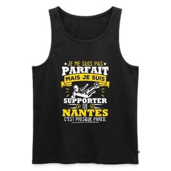 pas parfait mais je suis supporter de Nantes - Débardeur bio Premium Homme - noir - Devant - AI Model Male 178 light (178cm)
