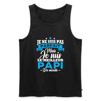 Je ne suis pas parfait meilleur papi du monde - Débardeur bio Premium Homme - noir - Devant - AI Model Male 178 light (178cm)