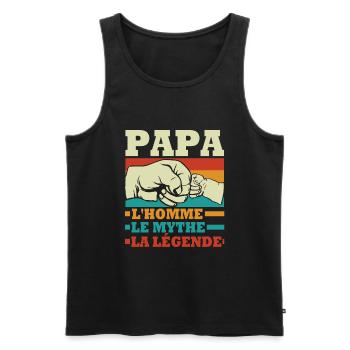 Papa L'homme Le mythe La Légende - Débardeur bio Premium Homme - noir - Devant - Michal (187cm)