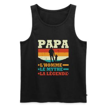 Papa L'homme Le mythe La Légende - Débardeur bio Premium Homme - noir - Devant - Michal (187cm)