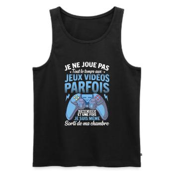 Je ne joue pas tout le temps aux jeux vidéos - Débardeur bio Premium Homme - noir - Devant - Michal (187cm)