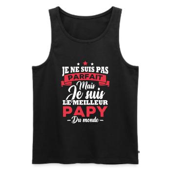 Pas parfait mais le meilleur papy du monde - Débardeur bio Premium Homme - noir - Devant - AI Model Male 178 light (178cm)