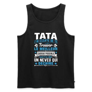 Tata j'ai essayé de te trouver le meilleur cadeau - Débardeur bio Premium Homme - noir - Devant - AI Model Male 178 light (178cm)