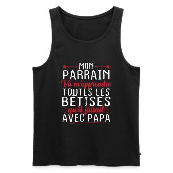 Mon parrain va m'apprendre toutes les bêtises - Débardeur bio Premium Homme - noir - Devant - Michal (187cm)