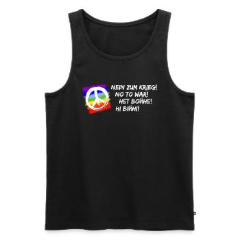 NEIN ZUM KRIEG! NO TO WAR! НЕТ ВОЙНЕ! НІ ВІЙНІ! - Männer Premium Bio Tank Top - Schwarz - Vorne - Michal (187cm)
