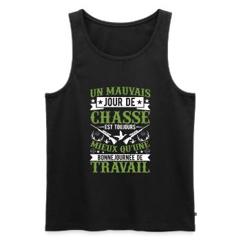 Cadeau pour Chasseur / Un mauvais jour de Chasse - Débardeur bio Premium Homme - noir - Devant - Michal (187cm)