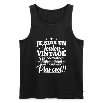 Je suis un tonton vintage, Humour Cadeau tonton - Débardeur bio Premium Homme - noir - Devant - AI Model Male 178 light (178cm)