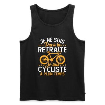 Pas à la retraite je suis cycliste à temps plein - Débardeur bio Premium Homme - noir - Devant - AI Model Male 178 light (178cm)