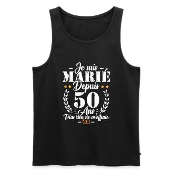 Je suis marié depuis 50 ans, Cadeau 50 mariage - Débardeur bio Premium Homme - noir - Devant - Michal (187cm)