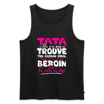 Tata on n'a pas trouvé ton cadeau - Débardeur bio Premium Homme - noir - Devant - Michal (187cm)