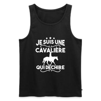 Je suis une cavalière qui déchire - Débardeur bio Premium Homme - noir - Devant - AI Model Male 178 light (178cm)