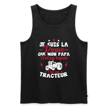 Preuve que mon papa tracteur, Papa agriculteur - Débardeur bio Premium Homme - noir - Devant - Michal (187cm)