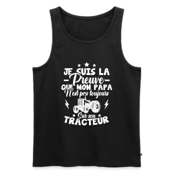 Preuve que mon papa tracteur, Papa agriculteur - Débardeur bio Premium Homme - noir - Devant - Michal (187cm)