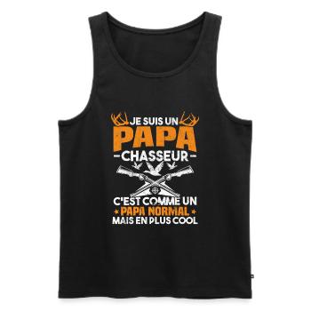 Un papa chasseur c'est comme un papa normal - Débardeur bio Premium Homme - noir - Devant - Michal (187cm)