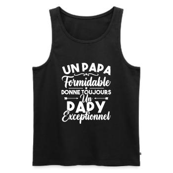 un papa formidable donne un papy exceptionnel - Débardeur bio Premium Homme - noir - Devant - AI Model Male 178 light (178cm)