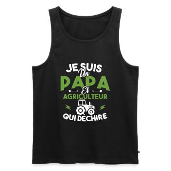 Papa et agriculteur - Débardeur bio Premium Homme - noir - Devant - Michal (187cm)