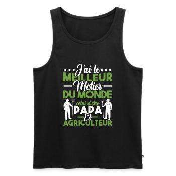 Papa et Agriculteur - Humour papa agriculteur - Débardeur bio Premium Homme - noir - Devant - Michal (187cm)