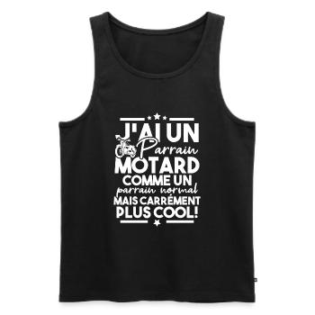 J ai un parrain motard comme un parrain normal - Débardeur bio Premium Homme - noir - Devant - Michal (187cm)