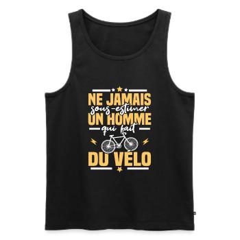 Ne jamais sous-estimer un homme qui fait du vélo - Débardeur bio Premium Homme - noir - Devant - Michal (187cm)