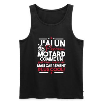 J ai un parrain motard comme un parrain normal - Débardeur bio Premium Homme - noir - Devant - Michal (187cm)