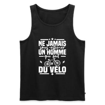 Ne jamais sous-estimer un homme qui fait du vélo - Débardeur bio Premium Homme - noir - Devant - Michal (187cm)